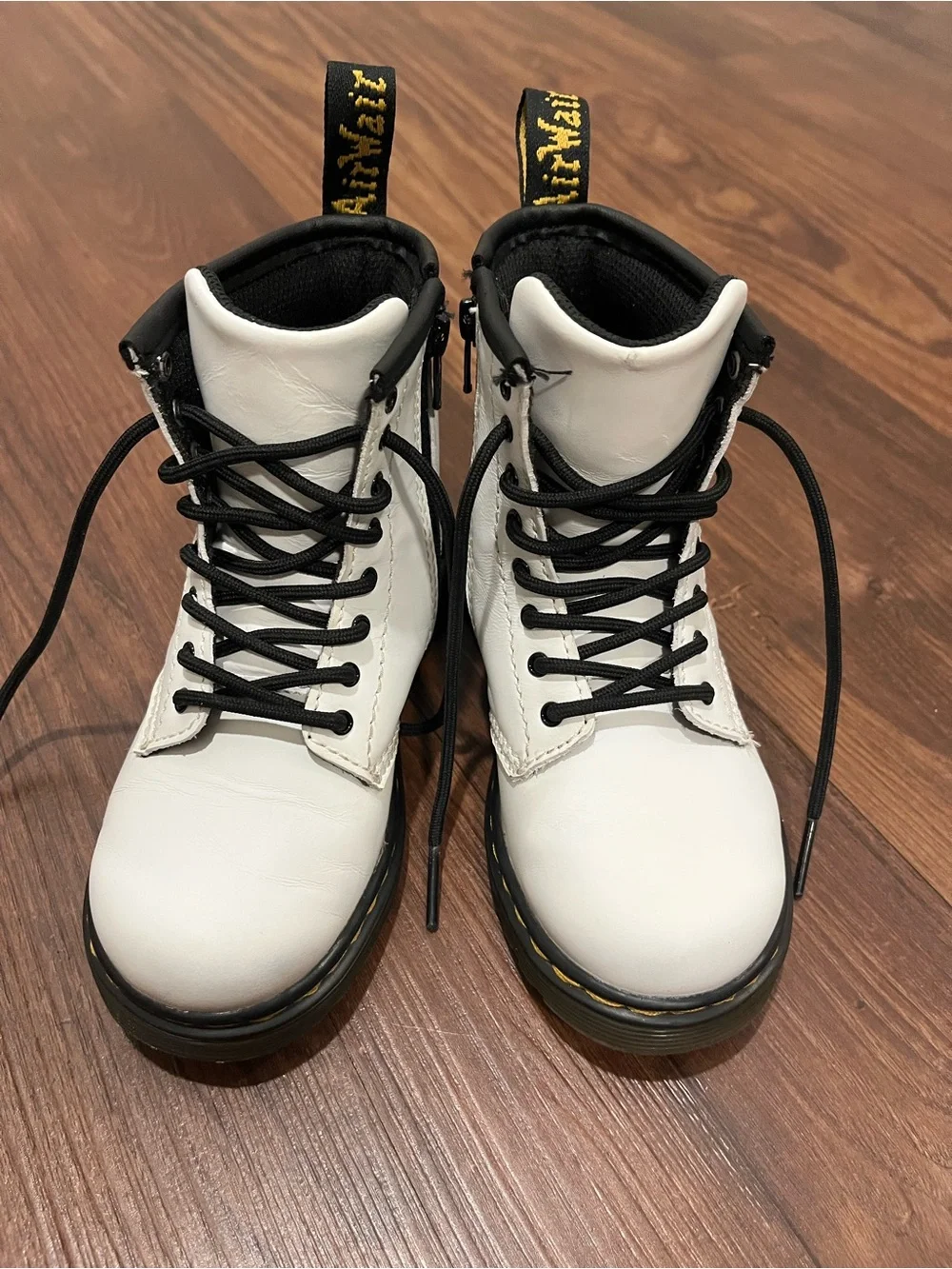 Dr. Martens 1460 T White Smooth Leather Lace Up/Zip Ankle Boots Toddler Size 10